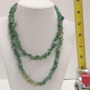 NATURAL PERIDOT QUARTZ GREEN CHIP BEAD NECKLACE